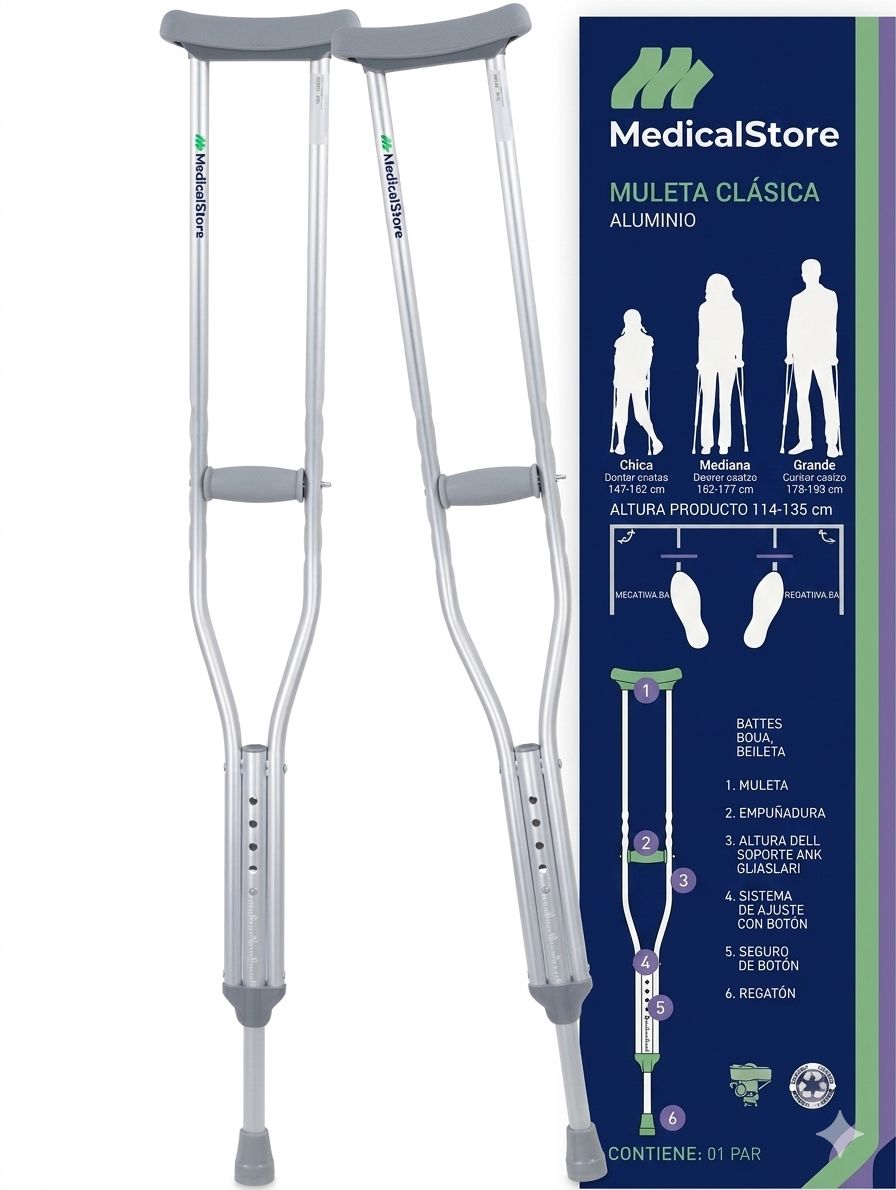 MULETA DE ALUMINIO MEDICAL STORE GRANDE
